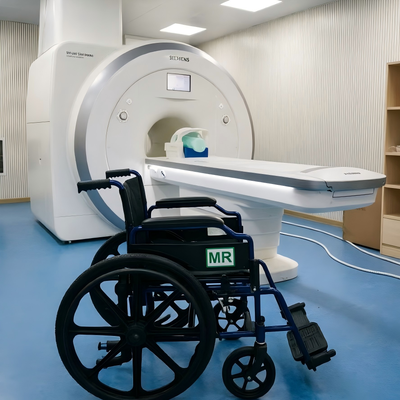Ghế xe lăn vận chuyển không từ tính an toàn MRI với khung gấp an toàn 3 Tesla và nhôm nhẹ